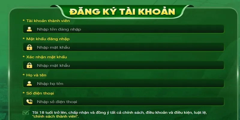 Điền đầy đủ và chính xác các dữ liệu cá nhân theo yêu cầu từ nhà cái