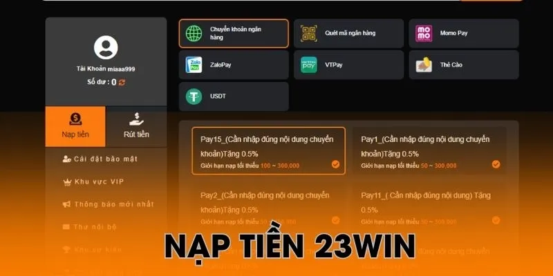 Tiến hành nạp tiền nhanh qua ngân hàng trực tuyến